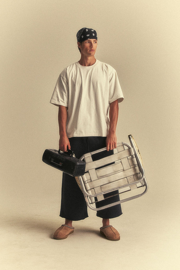 Oversize Core Tee in Vintage White, detail