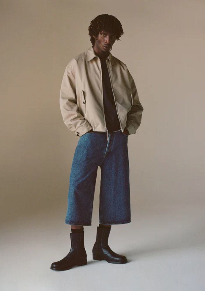 Torres Jacket in Khaki - cotton twill Harrington jacket, back view