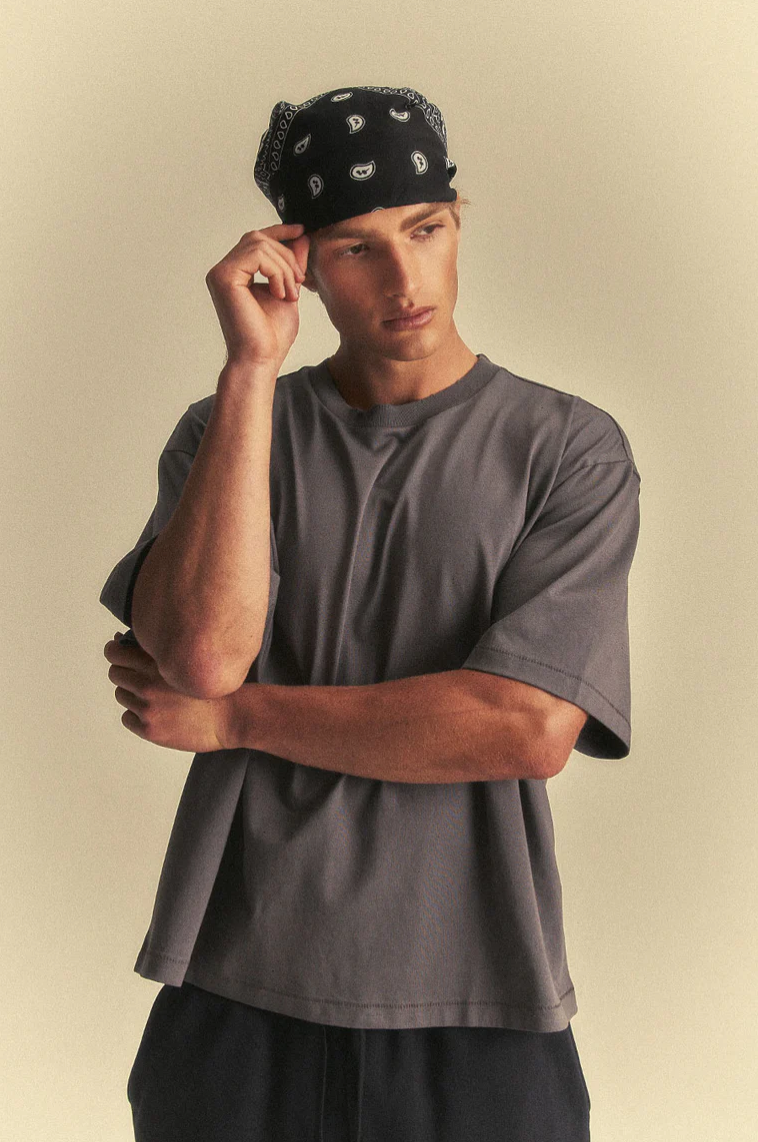 Oversize Core Tee in Vintage Grey, back view