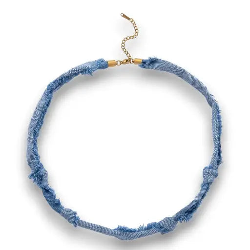 Scarf Necklace in Blue Denim