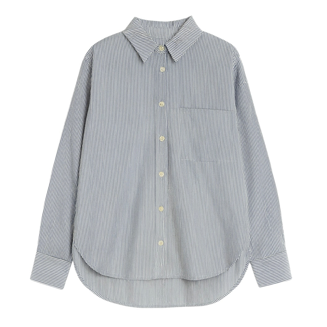The Daily Button Up - Seersucker in Blue