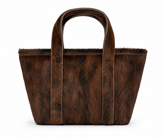 Cowhide Boat Tote in Light Brindle - genuine hair-on cowhide tote