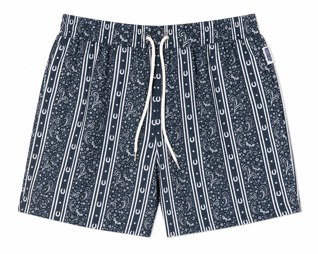 Men's swim trunks in Green Bandana print - Seasonal Resident