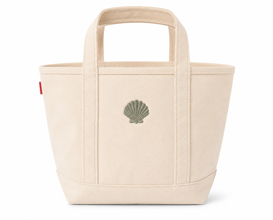Shell Classic Mini Tote - canvas tote with shell embroidery