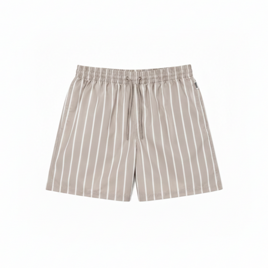 Men's swim trunks in Taupe/White Stripe print - Seasonal Resident