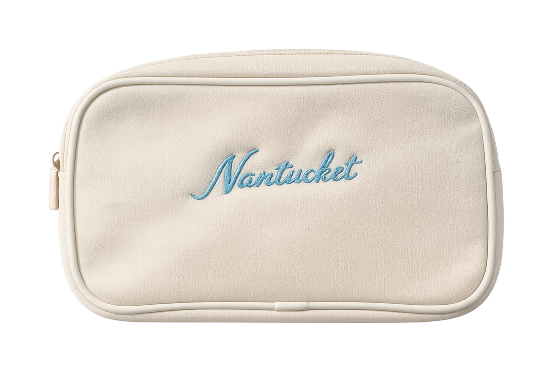 Embroidered Canvas Cosmetic Bag