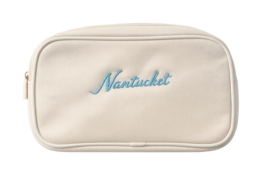 Embroidered Canvas Cosmetic Bag