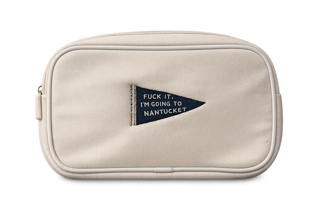 Embroidered Canvas Cosmetic Bag