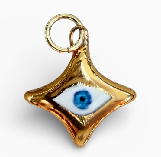 Gold Evil-Eye 4-Point Star Charm