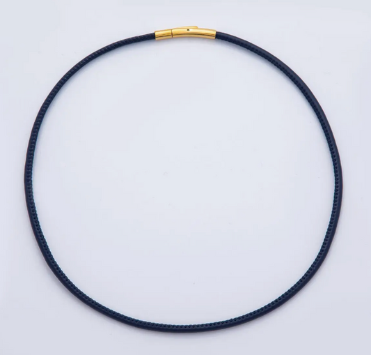 Leather Cord Necklace in Navy - faux leather necklace