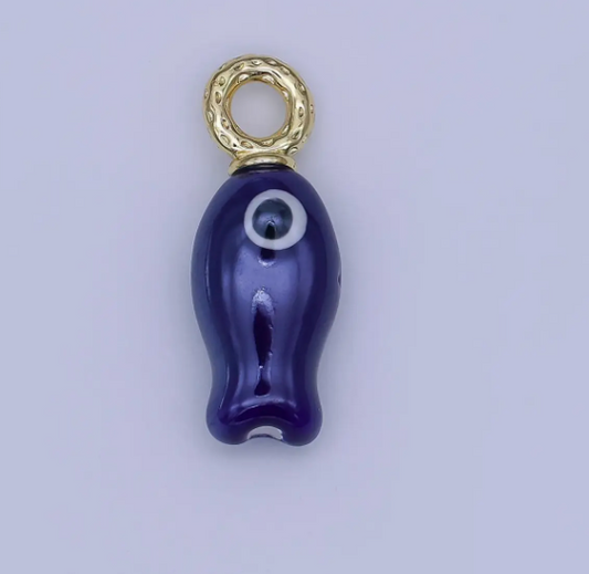 Enamel Fish Charm in Dark Blue