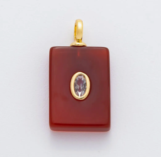 Gemstone Rectangle Charm in Carnelian
