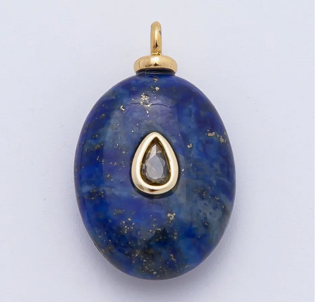 Gemstone Teardrop Charm