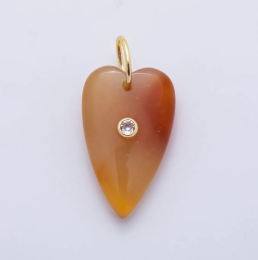 Gemstone Heart Charm in Carnelian