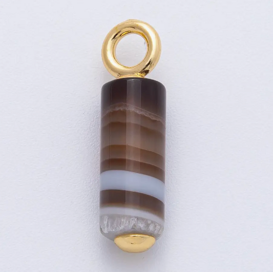Gemstone Tube Charm in Agate