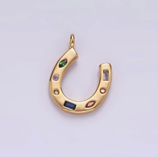 Horseshoe Gemstone Charm - small