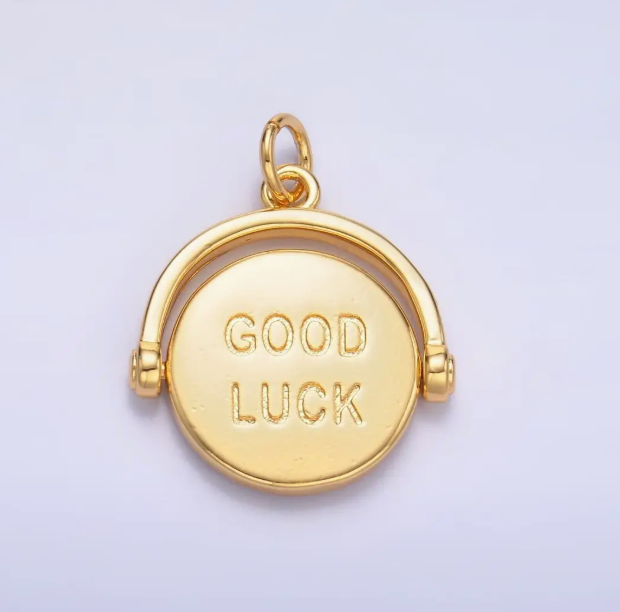Double Sided "Good Luck" "Try Again" Coin Charm