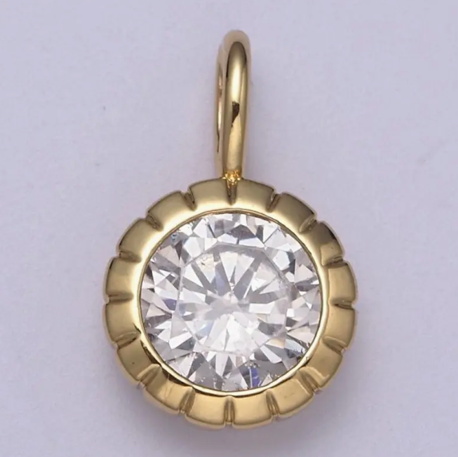 Round  Cubic Zirconia Circle Charm