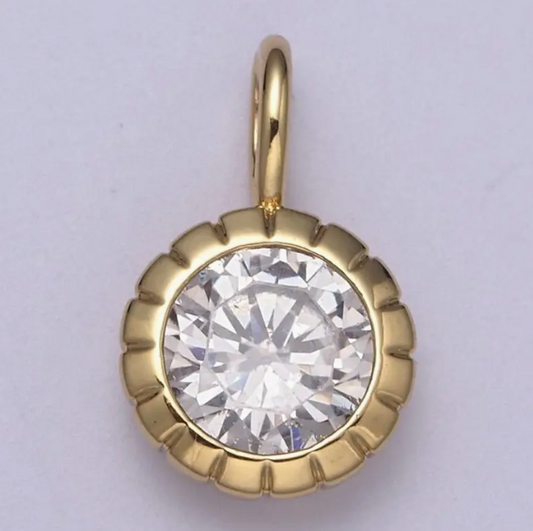 Round  Cubic Zirconia Circle Charm